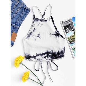Marble Lace Up Halter Top